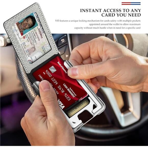 Mens Wallet Tactical Bifold Wallets for Men Metal RFID Blocking - Picture 4 of 6